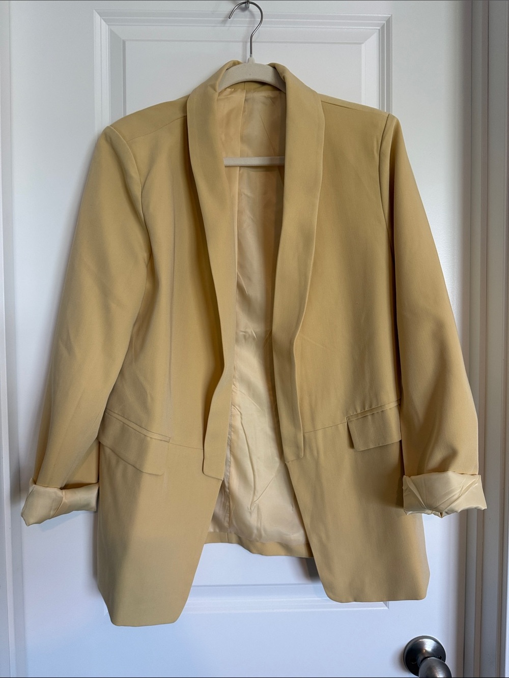 Soft Yellow Open-Front Blazer
